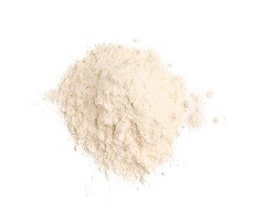 Pile of wheat flour on white background
