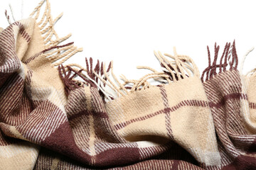 New soft blanket on white background