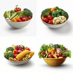 four bowls of vegetables