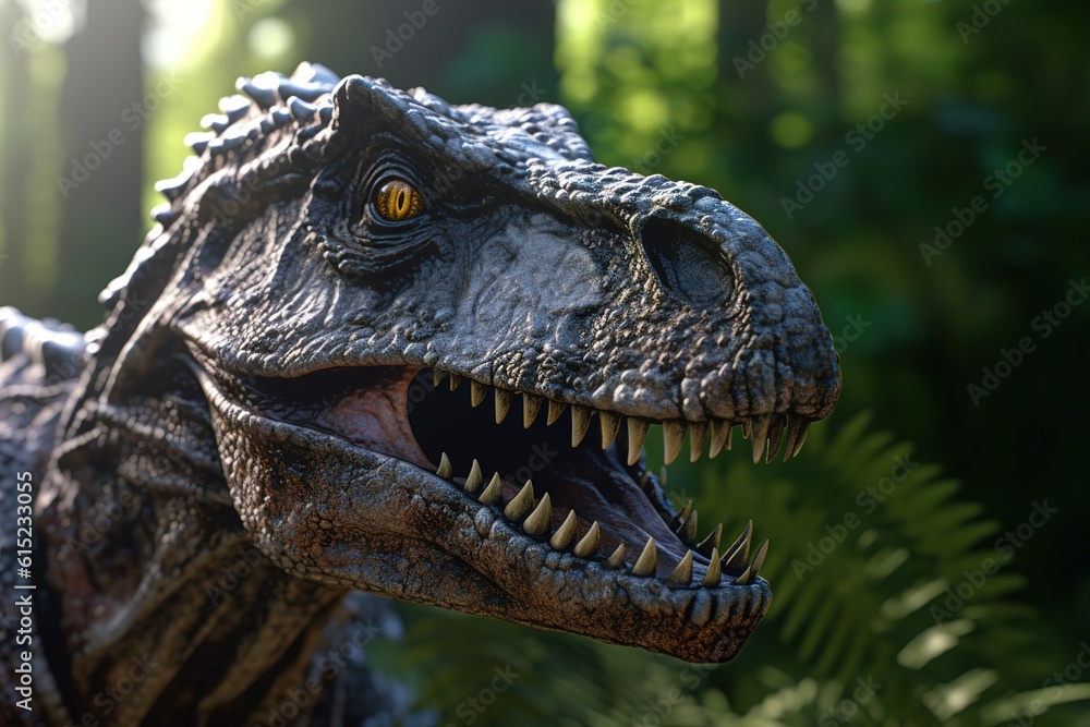 Poster dinosaur close-up. generated by ai.