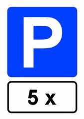 Illustration eines blauen Parkplatzschildes mit der Aufschrift 