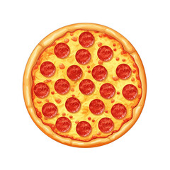 Classic salami pizza, vector, illustration. - obrazy, fototapety, plakaty