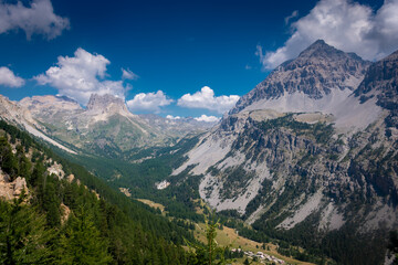 Beautiful mountain landscape of the valley in front of Mount Thabor, Alps,  France