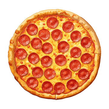 Sizzling Salami Pizza Temptation, vector, illustration.
