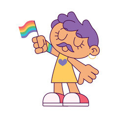 Isolated cute transgender chibi character holding a lgbt flag Vector illustration