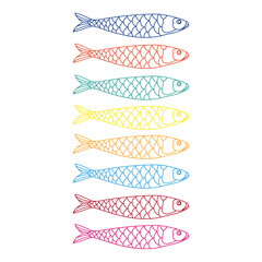 Sardine fish vector set, fish vector set