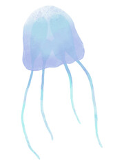 Jelly Fish water color pastel hand drawn illustration 