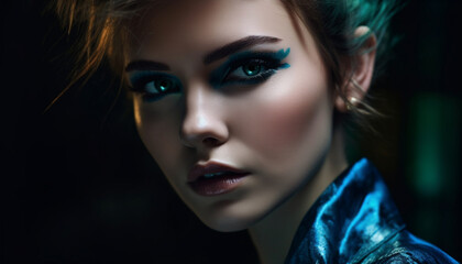 Naklejka premium Captivating beauty young adult fashion model exudes sensuality and elegance generated by AI