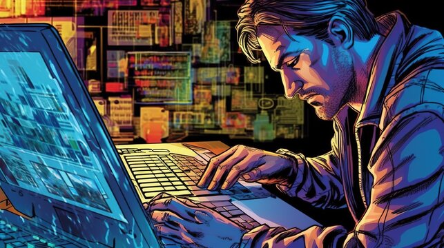 Access to technology and digital literacy concept . Fantasy concept , Illustration painting.