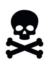 SKULL WITH CROSSBONES, POISON PICTOGRAM IN BLACK COLOR, PNG
