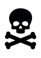 SKULL WITH CROSSBONES, POISON PICTOGRAM IN BLACK COLOR