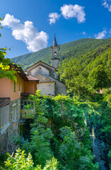 The Orrido of Saint Anna Church over the Cannobino River, Cannobio, Piedmont, Italy, Europe