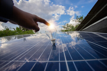 Renewable energy technology concept. Solar panels used in the agricultural industry are solar...