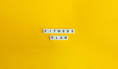 Fitness Plan Concept. Block Letter Tiles on Yellow Background. Minimal Aesthetics.