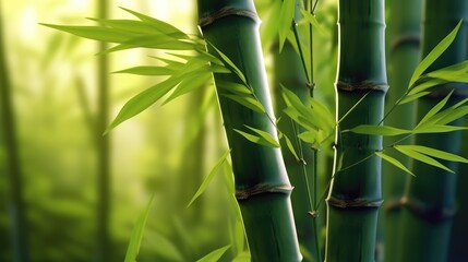 Fototapeta na wymiar Green bamboo background. Generative AI