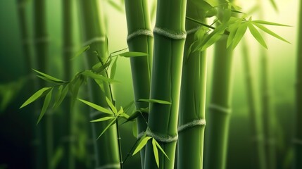 Green bamboo background. Generative AI