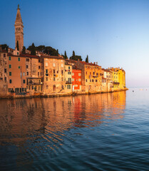 Sunset over the old town of Rovinj, Croatia