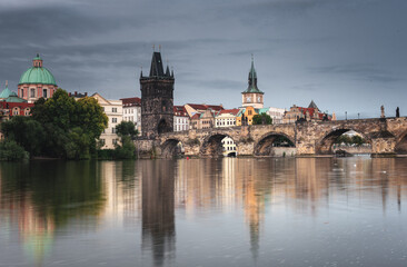 Fototapeta premium View on the old town of Prague with the famous Charles Bridge