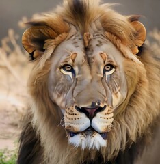 close up portrait of a lion