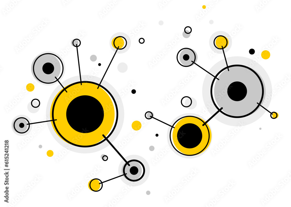 Poster abstract vector technology theme background with connected circles, geometric design linear connecti