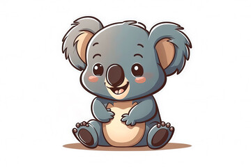 Naklejka premium Happy Koala on a White Background cutout isolated Cartoon Sticker Style Illustration