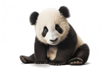 Panda Bear Sat on a White Background cutout isolated