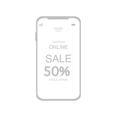 Sale 50% Shopping Online Mobile Phone, promotion and discount 50%, Shopping online concept on social media app telephone, Smartphone with shopping sale on smartphone application,online delivery.