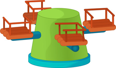 cartoon scene with colorful funfair element carousel isolated illustration for kids