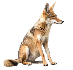 Coyote jackal isolated on the transparent background PNG. AI generative.