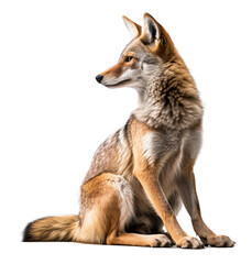 Fototapeta premium Coyote jackal isolated on the transparent background PNG. AI generative.