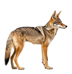 Fototapeta premium Coyote jackal isolated on the transparent background PNG. AI generative.