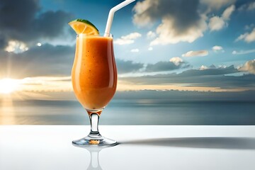 glass of cocktail on the beachgenerated by AI technology 