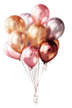 Fototapeta Bouquet, bunch of realistic pink and gold balloons. generative ai