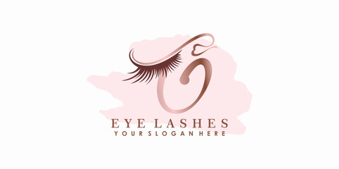 eye lash beauty logo design with letter concept