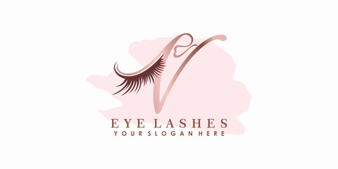 eye lash beauty logo design with letter concept