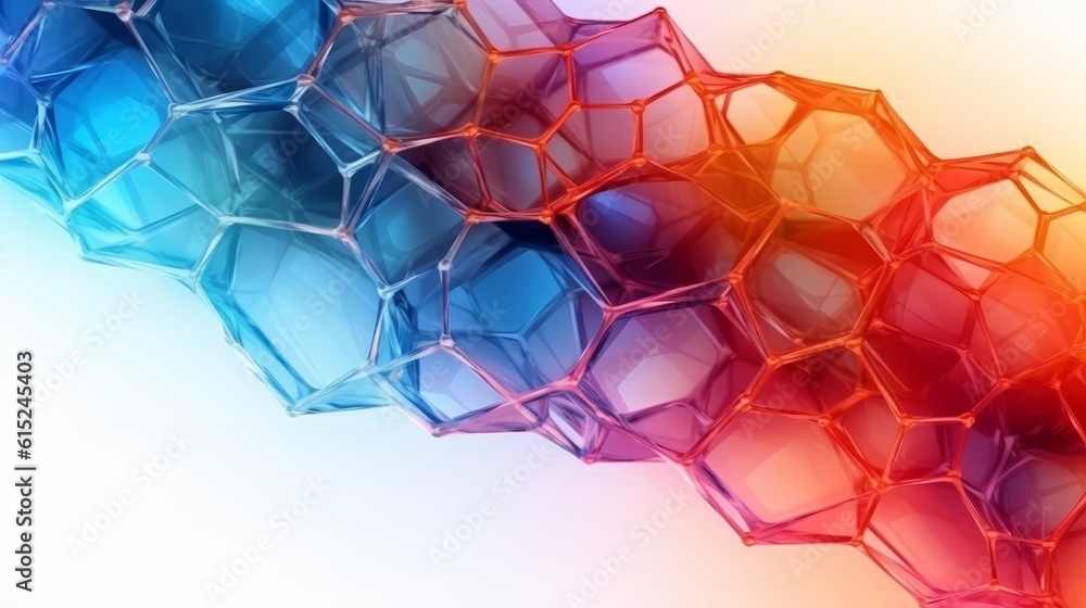 Poster illustration of a vibrant abstract background with hexagonal shapes
