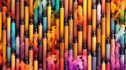 Abstract colorful vape pattern. Electronic cigarettes on color background