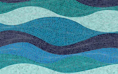 Waves background, vector illustration graphic mosaic - obrazy, fototapety, plakaty