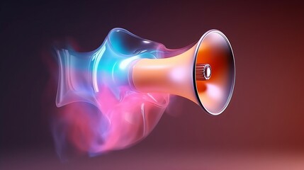 3d illustration of a megaphone emitting colored smoke