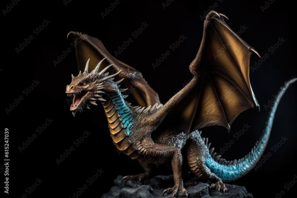 Poster a close up of a statue of a dragon. generative ai image.
