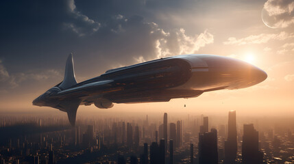 Naklejka premium Beautiful Fantasy Starship