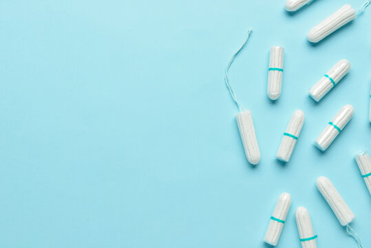 Menstrual tampons on blue background