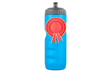 Plastic sport water bottle with best choice badge, 3D rendering