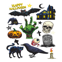 Obraz premium halloween logo set, vector logo icon