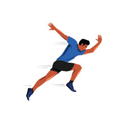 Illustration of an athlete man sprinting, exuding energy and determination