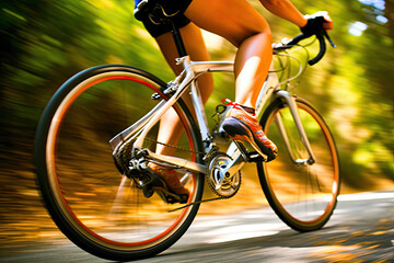 Speed and Energy: A Close-Up of a Cyclist's Legs. Generative AI