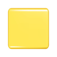 Realistic 3d yellow square frame, square button icon. Decorative 3d element, web icon symbol. Abstract vector illustration isolated on a white background