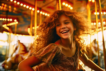 Fototapeta na wymiar Carousel Dreams: Embracing the Joy of Childhood. Generative AI