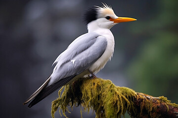 Fototapeta premium Chinese crested tern on the tree, Generative AI