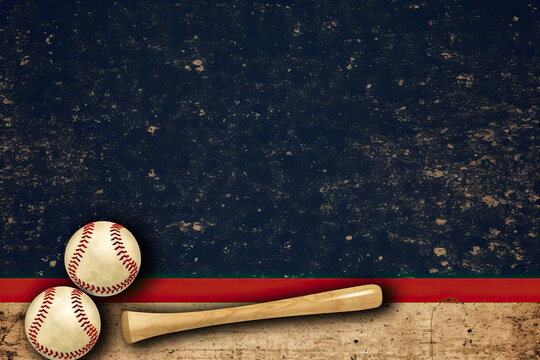 Baseball Game Invitation Banner With Baseball Bat, And Baseball. Suitable For Promoting Baseball Events.